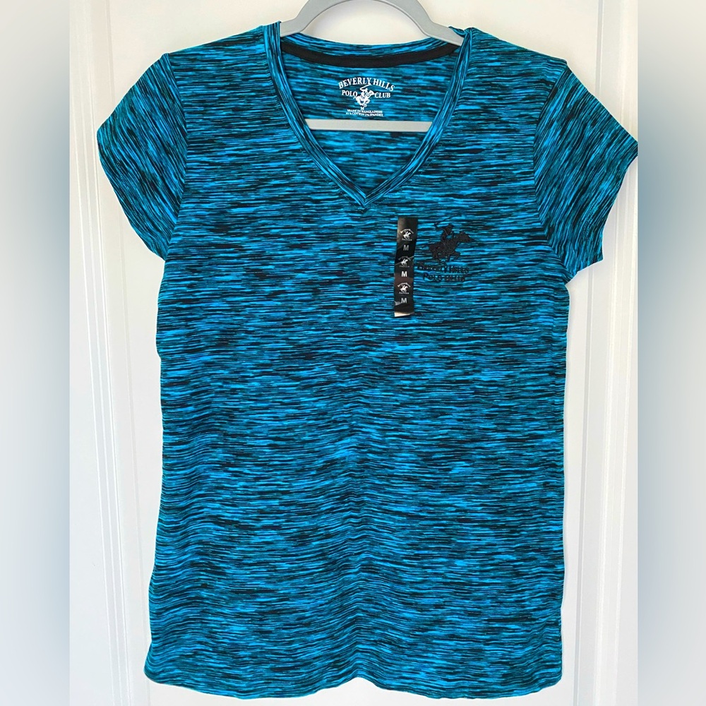 Beverly Hills Polo Club | teal V-neck  short sleeve shirt | Size M | NWT